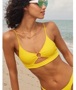 Aerie Swim Crinkle Scoop Ring Cutout Bikini Top MEDIUM Soft Yellow - $26.99