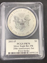 2011 P- American Silver Eagle- PCGS- Rev PF70- First Strike- John Mercan... - $525.00