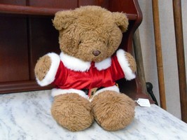 16&quot; Tan Brown Teddy Bear Vintage America Wego Plush Stuffed Animal Santa Jacket - £19.75 GBP