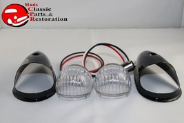 Guide Style Headlight Black LED Turn Signal Marker Lights Housings Clear... - $81.19
