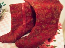 Enzo Angiolini Red Boots Tapestry Vintage - size 9 - £103.91 GBP