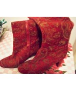 Enzo Angiolini Red Boots Tapestry Vintage - size 9 - £102.82 GBP