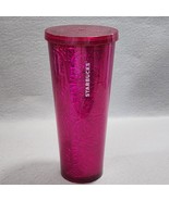 Hot Pink Fuchsia Foil STARBUCKS Drinking Travel Tumbler 24oz  Venti No S... - £18.49 GBP