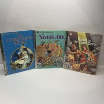 Vintage Lot 3 Little Golden Book Daniel In Lions&#39; Den Christmas Story Noah&#39;s Ark - £19.51 GBP