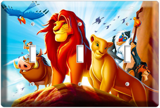 LION KING TIMON AND PUMBAA DISNEY 3D MOVIE TRIPLE LIGHT SWITCH WALL PLATE COVER