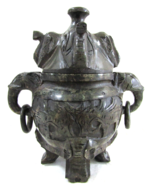 Antique Chinese Spinach Jade Elephant Themed Covered Censer - $1,220.09 CAD