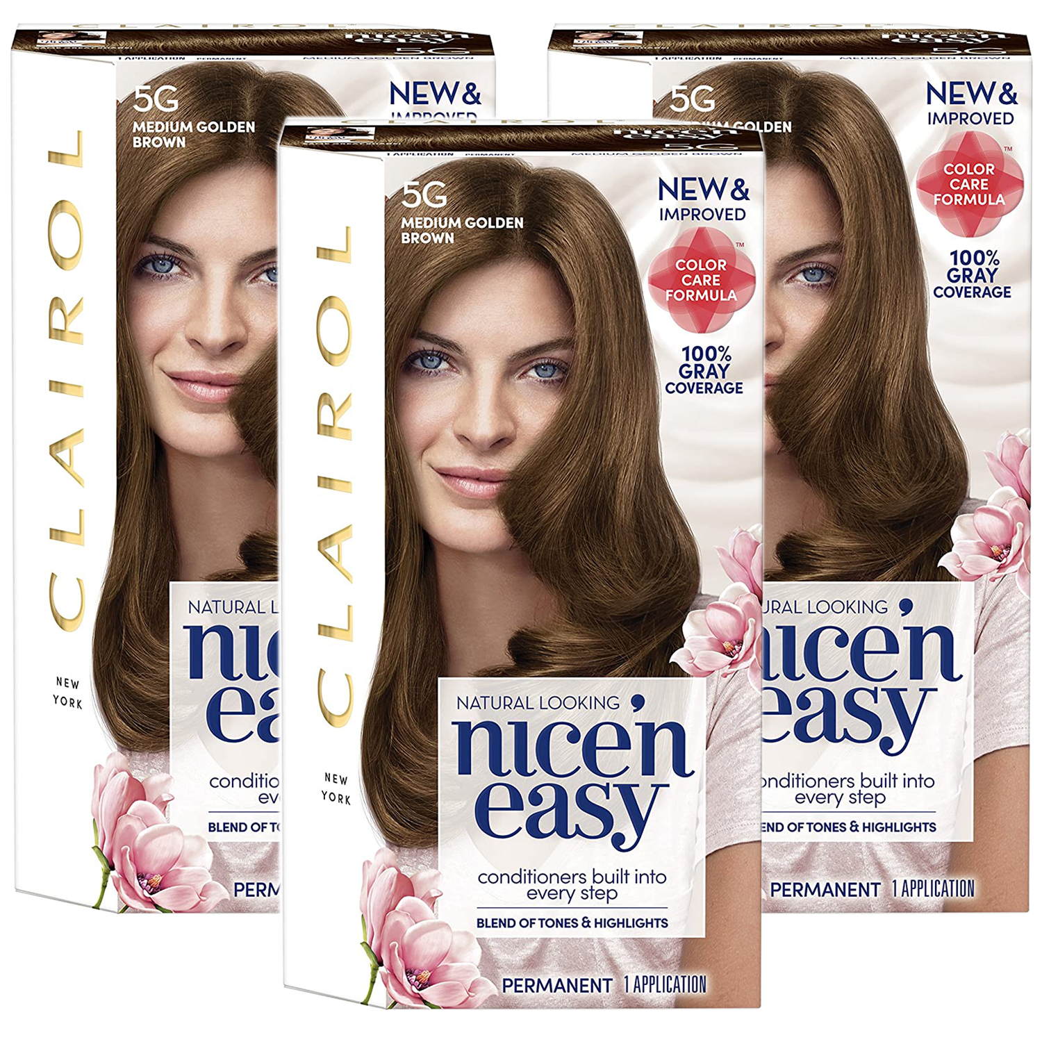 Primary image for 3-New Clairol Nice 'n Easy Permanent Color Kit 2.4 Oz, 5g Medium Golden Brown