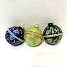 Vintage Krebs Germany Blown Glass Christmas Ball Ornaments Glitter Swirls Lot 3 - £12.44 GBP