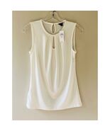 Ann Taylor Sz XS White Pullover Dress Blouse Keyhole Neck Tank Top Stretch - $28.31 CAD