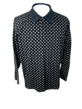 AUSTIN REED Men Shirt POLO/RUGBY pit to pit 24 L cotton geometric black long slv - £11.88 GBP