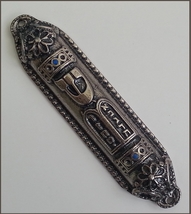 4&quot; Pewter mezuzah mezuza with Torah breast plates need 7cm kosher scroll  - £17.18 GBP