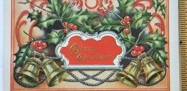 THREE Antique MERRY CHRISTMAS Postcards Holly Birds Embossed Gilt Tuck&#39;s... - £5.27 GBP