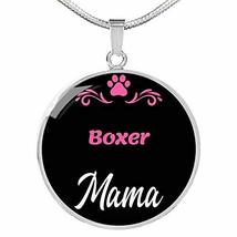 Boxer Mama Necklace Circle Pendant Stainless Steel Or 18K Gold 18-22&quot; Dog Mom Pe - £54.23 GBP
