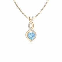 Aquamarine Infinity Heart Pendant with Diamonds in 14K Yellow Gold (AAA, 4MM) - £292.67 GBP