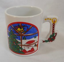 Christmas Santa Claus Christmas Tree Bells Candle 10 oz Coffee Mug Cup  - £1.59 GBP
