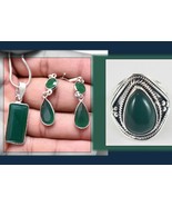 926 Sterling Silver Green Onyx Gemstone Handmade Set Ring Combo Women Fe... - £42.43 GBP