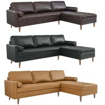 Apartment L-Sectional Biscuit Tufted Genuine Top Grain Leather/Match 98"... - $1,229.95+
