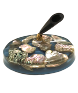 Vintage Lucite and Abalone Sea Shell Pen Holder Mid Century Decor - $21.88