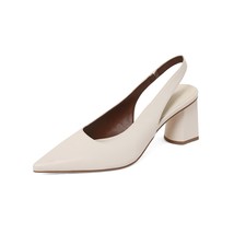 Korean Style Pointed Toe High Heel Shoes Elegant Woman Split Leather Pumps Sling - £91.73 GBP