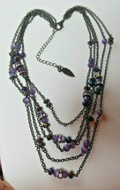 Coldwater Creek Multi-strand Purple Bead Chain Necklace 19&quot; - £21.02 GBP