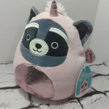 ROCKY Pink Shiny Raccoon Unicorn Plush Squishmallow 8” With Tags - £19.56 GBP