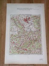 1930 Vintage Map Of Vicinity Of Cologne Köln Saar Saarbrücken Saarland Germany - £26.22 GBP