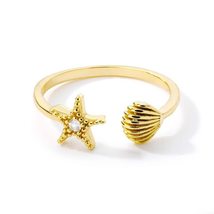 Starfish And Shell Rings For Women Men Adjustable Gold Silver Color Vint... - £19.57 GBP
