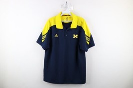 Adidas Mens Large Team Issued University of Michigan Football Polo Shirt Blue - £34.92 GBP