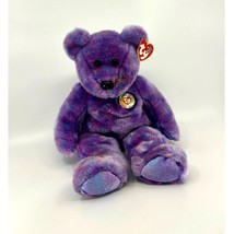 Ty Beanie Buddies 2001 Purple Tie Dye 15&quot; Plush Clubby Bear Official Bea... - £11.17 GBP