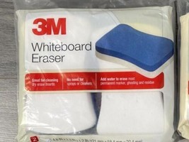 3M Whiteboard Eraser Pads 5&quot;x3&quot; 2/PK White/Blue 581WBE - £5.27 GBP