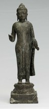 Antigüedad Indonesio Estilo Standing Bronce Javanés Enseñanza Buda - 37cm/38.1cm - £659.70 GBP