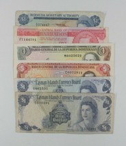 Caribbean Nations 6-Notes Lot Barbados, Bermuda, Caymans &amp; Dominican Republic - £43.52 GBP