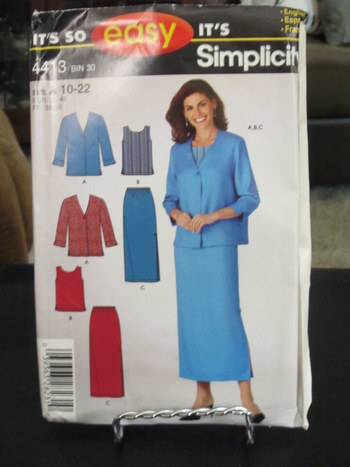 Simplicity 4413 Misses Jacket, Top & Skirt Pattern - Size 10-22 - £6.99 GBP