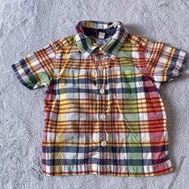 Baby GAP Button Front Shirt Plaid Boys Short Sleeve Toddler Size 12-18 Months - £10.89 GBP