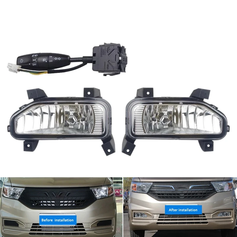 1Pair Car Front Bumper Fog Lights Driving Lamp Foglight With Switch For - £172.72 GBP