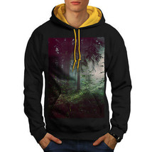 Wellcoda Deep Dark Forest Mens Contrast Hoodie, Foggy Casual Jumper - £31.46 GBP