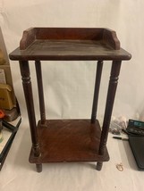 Vintage Wood Spindle Stand Table Two Tiered Telephone End Table, Plant S... - $67.32