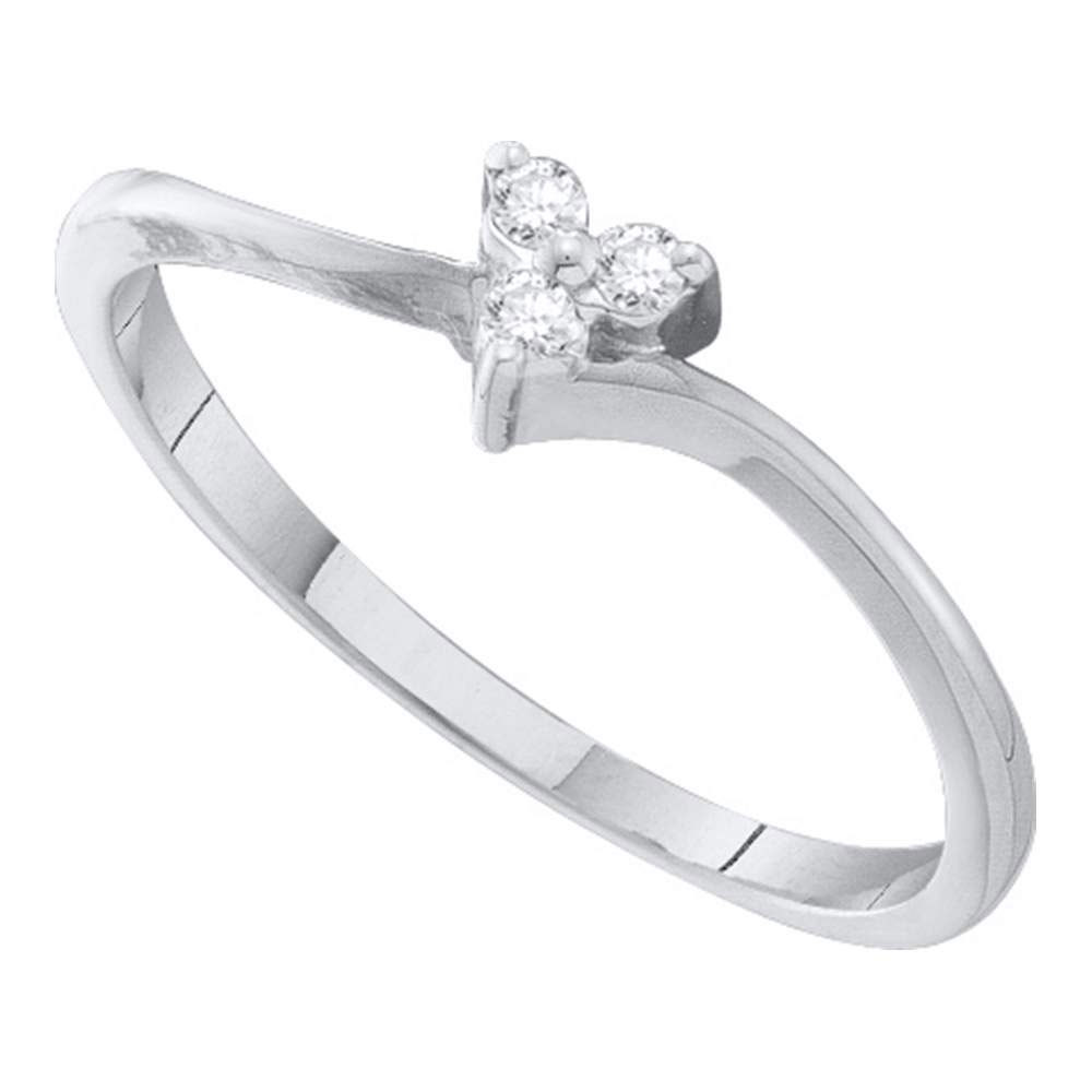 10k White Gold Round Diamond Heart Love Promise Bridal Ring 1/20 Ctw