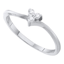 10k White Gold Round Diamond Heart Love Promise Bridal Ring 1/20 Ctw - £95.10 GBP