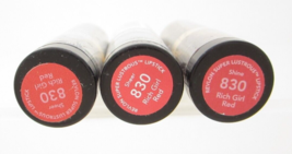 Revlon Super Lustrous Lipstick Sheer 830 Rich Girl Red Lot of 3 Sealed - $17.50