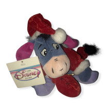 Disney Store Mini Bean Bag Santa &amp; Reindeer Eeyore Plush Set of 2 - £10.91 GBP