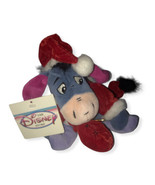 Disney Store Mini Bean Bag Santa &amp; Reindeer Eeyore Plush Set of 2 - £10.92 GBP