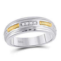 10kt Two-tone Gold Mens Round Diamond Wedding Band Ring 1/5 Cttw - £399.67 GBP