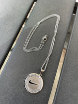 New Nike Silver Necklace Stainless Stee 20&quot; Inch Chain With Adjuster Swoosh Tick - £15.78 GBP