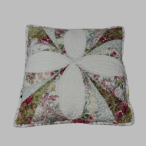 Vintage Patchwork Pinwheel Quilted Cover Throw Pillow  Floral Design Victorian - £22.41 GBP