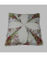 Vintage Patchwork Pinwheel Quilted Cover Throw Pillow  Floral Design Vic... - £22.05 GBP
