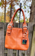 Tignanello Orange Leather Handbag Satchel - £21.20 GBP