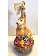 Christopher Radko EASTER Rabbit Bunny Glass Ornament Egg Basket  Tag 6.5... - $74.95