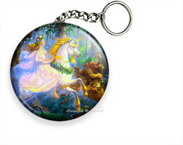 Whimsical Forest Fairy Girl Riding Unicorn Troll New Keychain Key Ring Gift Idea - £12.25 GBP+