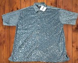 Adonis XL Short Sleeve Button Down Jacquard Sheer Weave Y2K Blue/Gray - £8.69 GBP